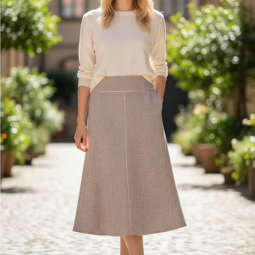 Ann Taylor Cream A-Line Skirt - Picture 7 of 10